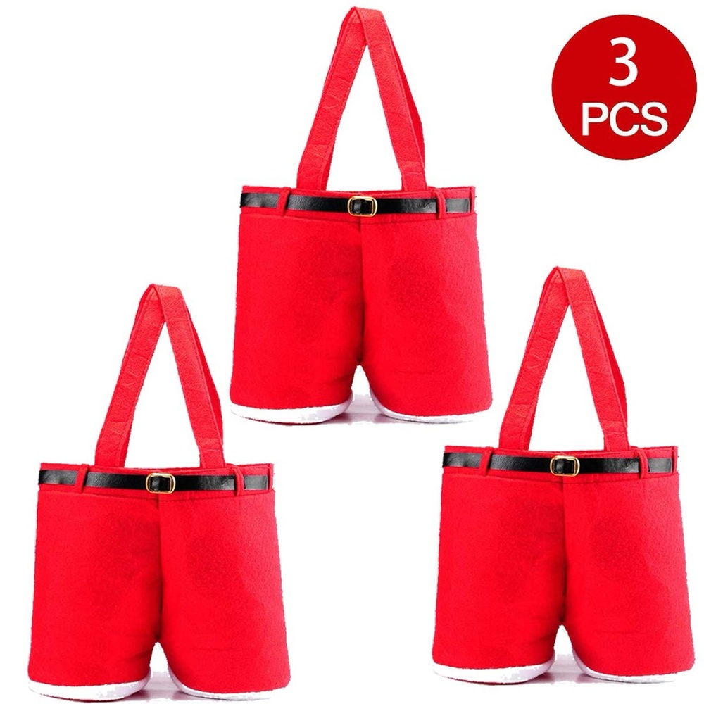 5 PCS Christmas Candy Gift Bags, Christmas Santa Pants treat bags
